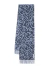 Acne Studios Abstract-pattern Fringed Scarf In Blue