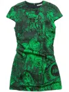 Acne Studios Abstract-pattern Print Mini Dress In Green