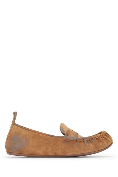 Acne Studios Calf Leather Ballerina Flats For Women In Brown