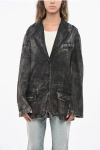 Acne Studios Acid Wash Effect 3 Buttons Blazer With Flap Pockets In Black