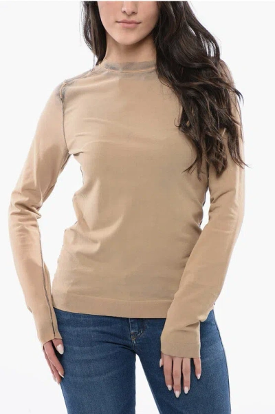 Acne Studios Acid Wash Effect Lightweight Crew-neck Sweater In Beige
