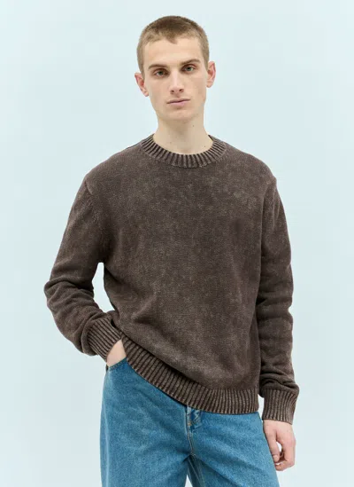 Acne Studios Acid-washed Knit Sweater In Brown