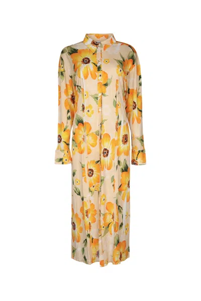 Acne Studios Acid Wash-style Mini Dress In Lambskin With Satin-soft Lining In Orangemulti
