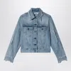 Acne Studios Acne Distressed Denim Mini Jacket In Blue