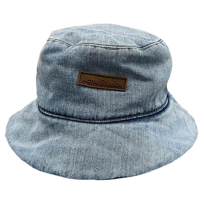 Acne Studios Acne Logo Patch Denim Bucket Hat In Blue
