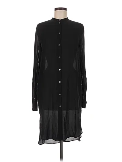 Pre-owned Acne Studios Acne Long Sleeve Silk Top Black Mock Neckline Tops