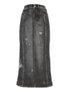 Acne Studios Printed Stretch Cotton Midi Skirt In Grey