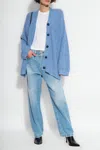 Acne Studios 1991 Toj Distressed High Waist Loose Fit Jeans In Blue