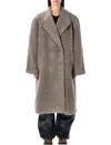 Acne Studios Long Coat With Notched Lapels And Pockets In Gray