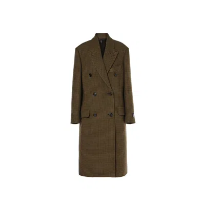 Acne Studios Checked Double Breasted Wool Blend Coat