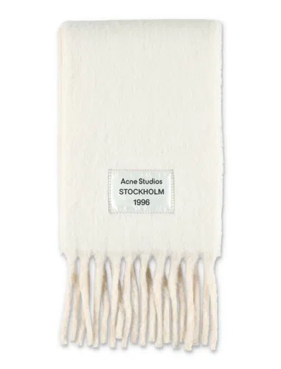 Acne Studios Wool Scarf With Fringes In Neutral