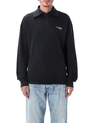 Acne Studios Zip-up Logo Sweatshirt In Black
