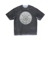 Acne Studios Distressed Black Short-sleeve T-shirt With Embossed Logo In Black