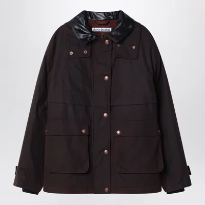 Acne Studios Acne Waxed Organic Cotton Canvas Down Puffer Jacket With Funnel Neck In Black