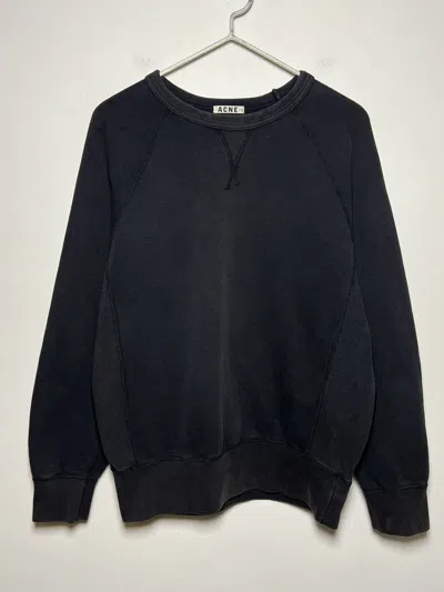Pre-owned Acne Studios Acne Y2k Washed Black Crewneck Sweatshirt S-m