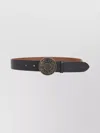 Acne Studios Embossed Black Calf Leather Belt With Aged Gold-tone Buckle In Black