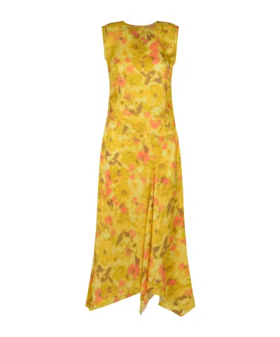 Acne Studios All-over Floral Printed Dress In Yellow
