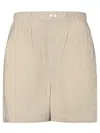 Acne Studios All-over Logo Beige Bermuda Shorts In Neutral