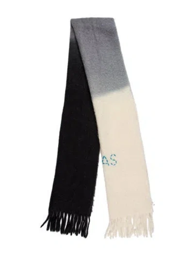 Pre-owned Acne Studios Alpaca Colorblock Pattern Scarf In White
