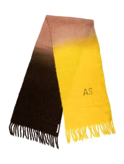 Pre-owned Acne Studios Alpaca Colorblock Pattern Scarf In Yellow