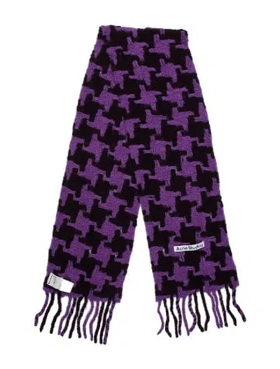 Pre-owned Acne Studios Alpaca Houndstooth Print Scarf In Purple