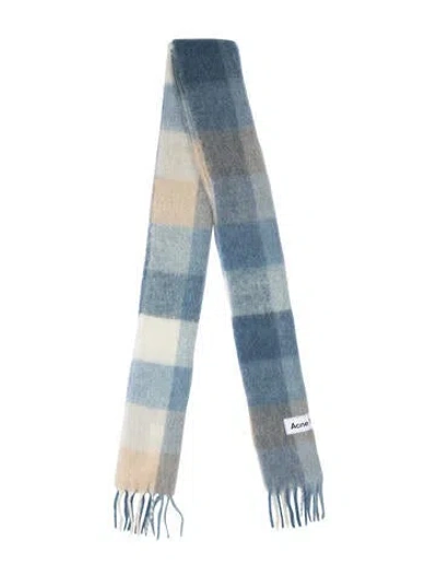 Pre-owned Acne Studios Alpaca Plaid Print Scarf In Blue