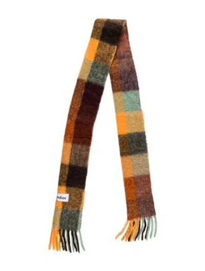 Pre-owned Acne Studios Alpaca Plaid Print Scarf In Brown