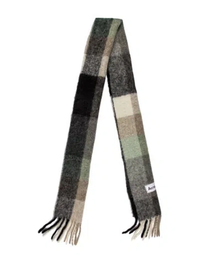 Pre-owned Acne Studios Alpaca Plaid Print Scarf In Gray
