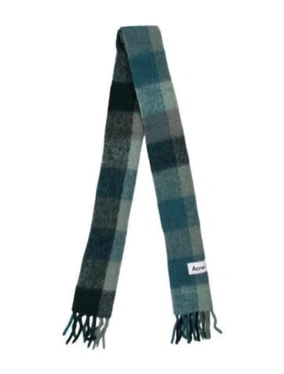 Pre-owned Acne Studios Alpaca Plaid Print Scarf In Green