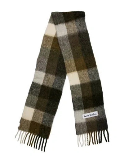 Pre-owned Acne Studios Alpaca Plaid Print Scarf In Green