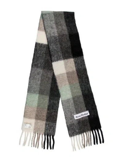 Pre-owned Acne Studios Alpaca Plaid Print Scarf In Grey