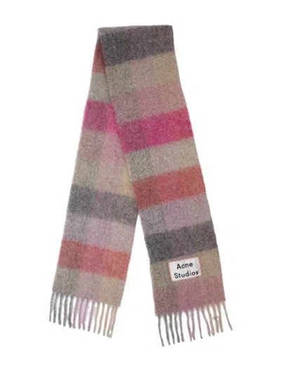 Pre-owned Acne Studios Alpaca Plaid Print Scarf In Neutrals/pink