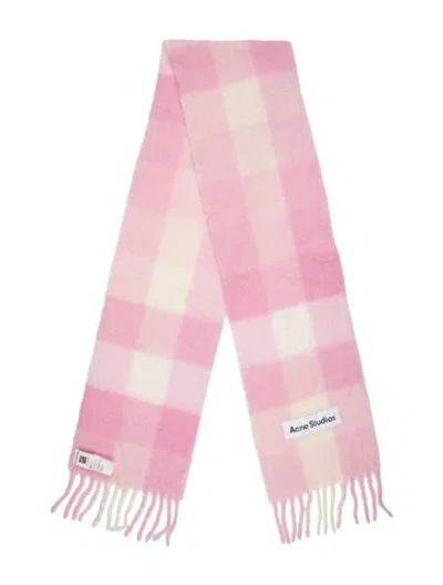 Pre-owned Acne Studios Alpaca Plaid Print Scarf In Pink