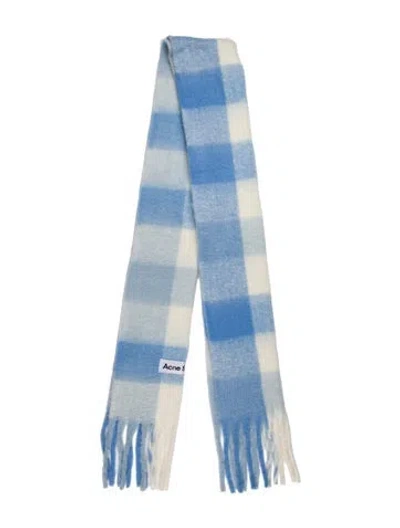 Pre-owned Acne Studios Alpaca Plaid Print Scarf W/ Tags In Blue