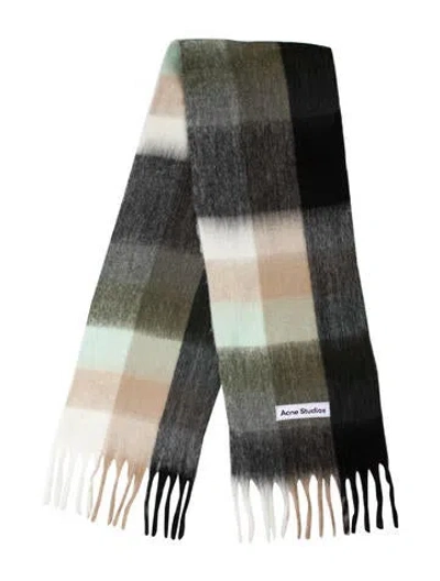 Pre-owned Acne Studios Alpaca Plaid Print Scarf W/ Tags In Neutral