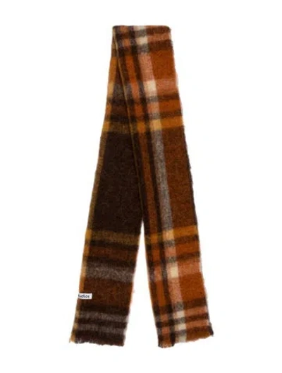 Pre-owned Acne Studios Alpaca Plaid Print Scarf W/ Tags In Orange