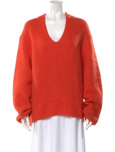 Pre-owned Acne Studios Alpaca V-neck Sweater In Orange