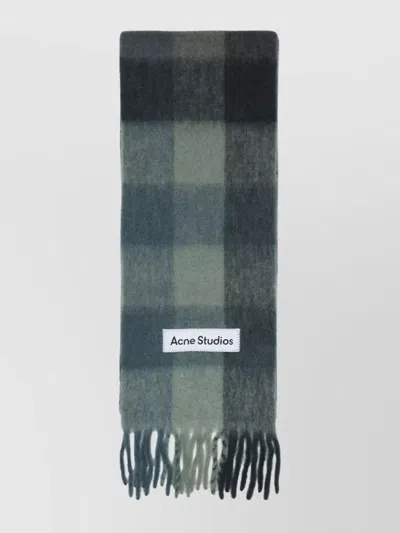 Acne Studios Alpaca Wool Blend Checkered Pattern Scarf