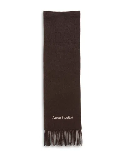 Acne Studios Alpaca Wool Logo Scarf In Brown