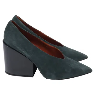 Pre-owned Acne Studios Alvara Pointed-toe Pumps In Olive Suede In Green