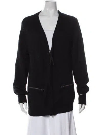 Pre-owned Acne Studios Angora Plunge Neckline Sweater In Black