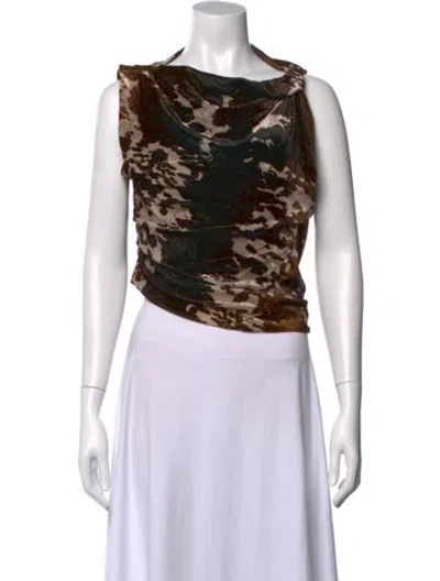 Pre-owned Acne Studios Animal Print Cowl Neck Top In Multi