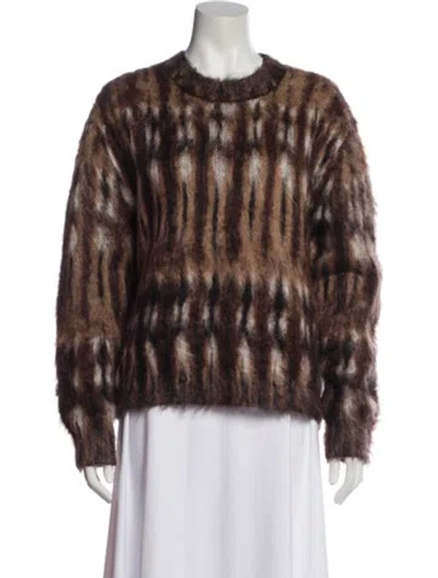 Pre-owned Acne Studios Animal Print Crew Neck Sweater In Brown