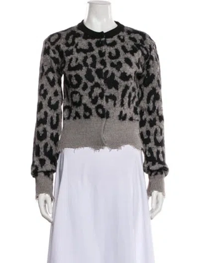 Pre-owned Acne Studios Animal Print Crew Neck Sweater In Gray