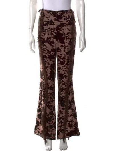 Pre-owned Acne Studios Animal Print Flared Pants In Brown