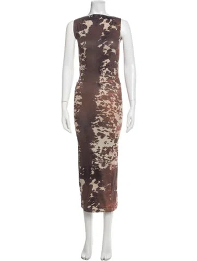 Pre-owned Acne Studios Animal Print Long Dress In Brown
