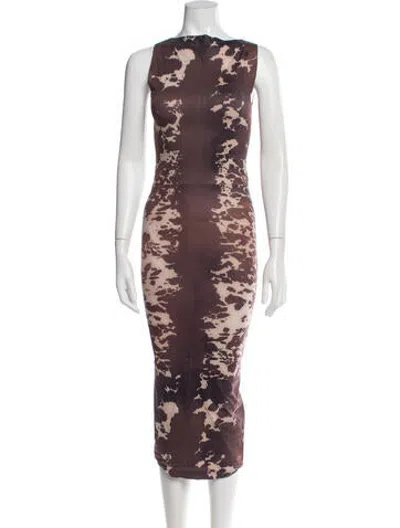 Pre-owned Acne Studios Animal Print Midi Length Dress In Brown
