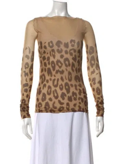 Pre-owned Acne Studios Animal Print Scoop Neck Top In Neutrals
