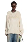Acne Studios Logo Distressed Cotton Jersey T-shirt In Neutral