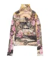 Acne Studios Multicolor Printed Turtleneck In Nude